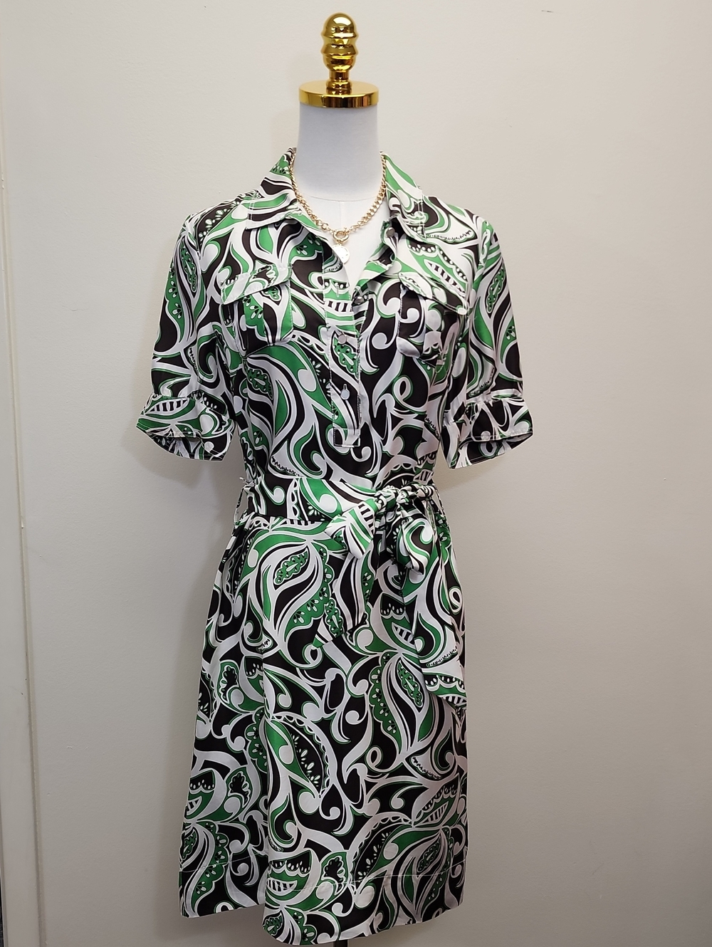 Banana Republic Y2K Silk Abstract Print Shirt Dress Size 8
